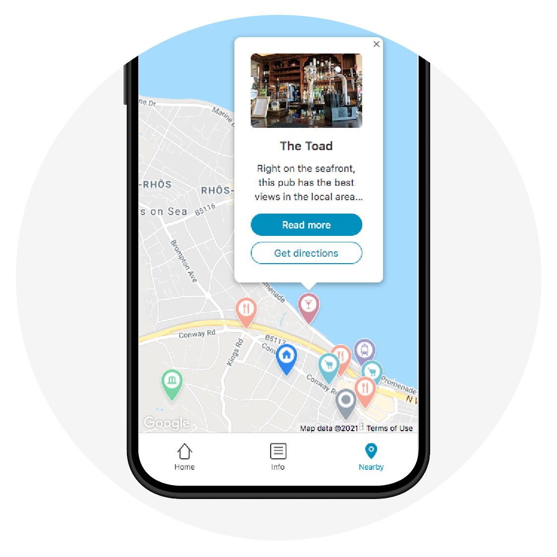 Show useful places on an interactive map