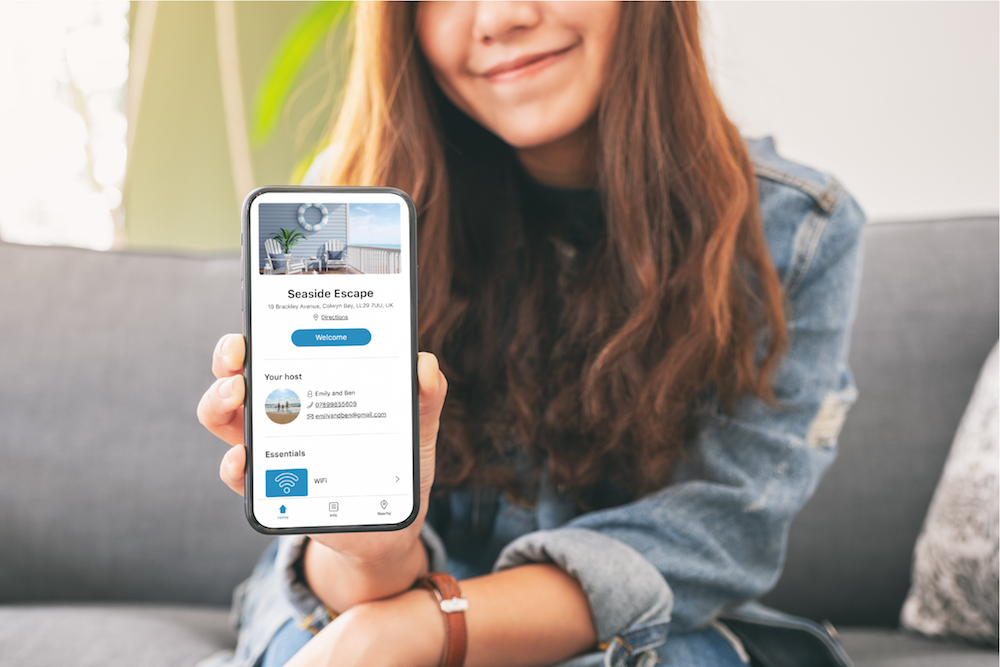 Guest viewing a digital guidebook on their phone